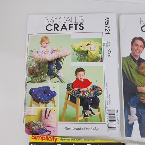 Lot 4 Sewing Pattern McCall Craft Simplicity Aprons Baby Sling 1989 Basket Cover - Picture 6 of 10